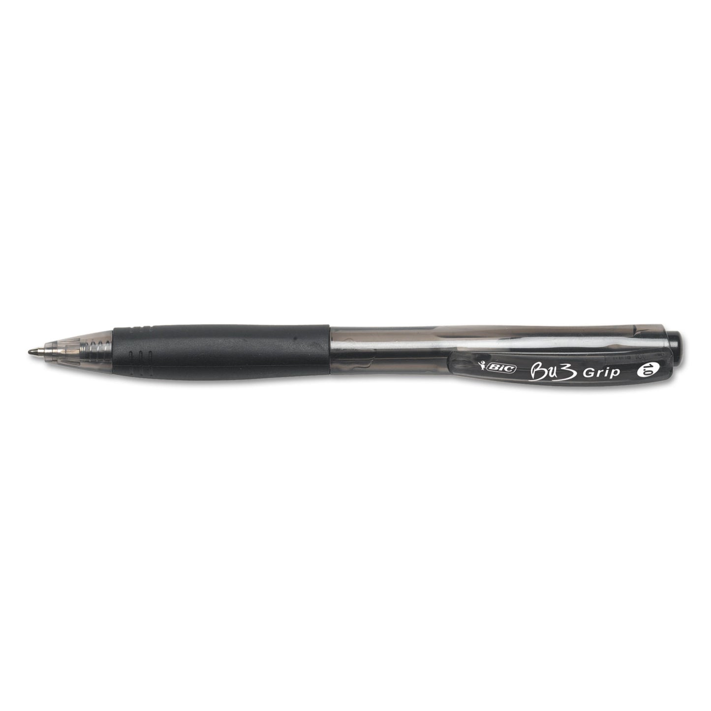 BIC BU3 Ballpoint Pen, Retractable, Medium 1 mm, Black Ink, Smoke/Black Barrel, 36/Pack (BU3361BK)