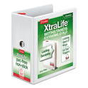 Cardinal XtraLife ClearVue Non-Stick Locking Slant-D Ring Binder, 3 Rings, 5" Capacity, 11 x 8.5, White (26350)