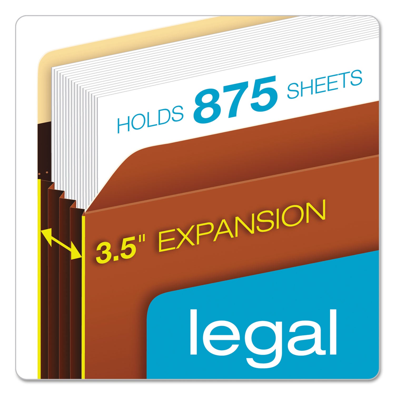 Pendaflex Heavy-Duty File Pockets, 3.5" Expansion, Legal Size, Redrope, 25/Box (C1526EHD)