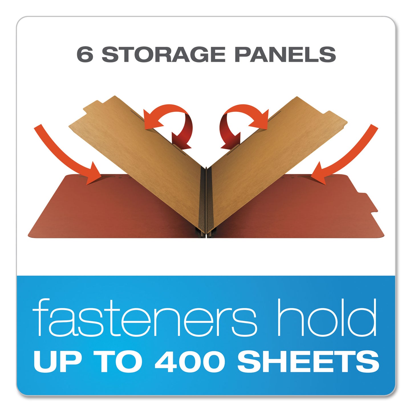 Pendaflex Six-Section Pressboard Classification Folders, 2" Expansion, 2 Dividers, 6 Fasteners, Legal Size, Red Exterior, 10/Box (2257R)