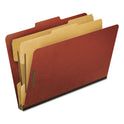Pendaflex Six-Section Pressboard Classification Folders, 2" Expansion, 2 Dividers, 6 Fasteners, Legal Size, Red Exterior, 10/Box (2257R)