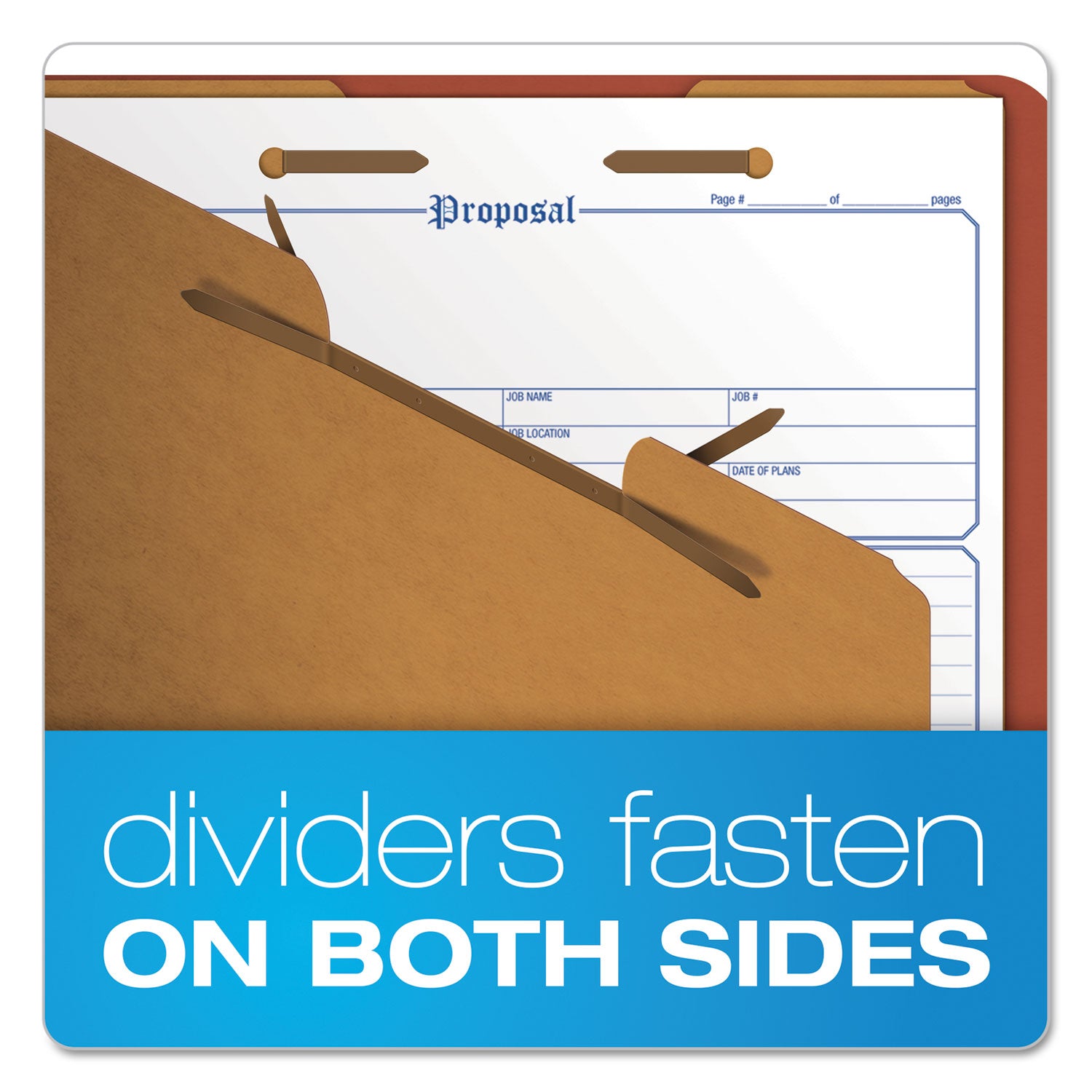 Pendaflex Six-Section Pressboard Classification Folders, 2" Expansion, 2 Dividers, 6 Fasteners, Legal Size, Red Exterior, 10/Box (2257R)