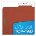 Pendaflex Six-Section Pressboard Classification Folders, 2" Expansion, 2 Dividers, 6 Fasteners, Legal Size, Red Exterior, 10/Box (2257R)