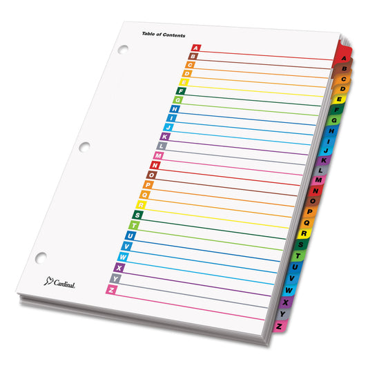 Cardinal OneStep Printable Table of Contents and Dividers, 26-Tab, A to Z, 11 x 8.5, White, Assorted Tabs, 1 Set (60218)