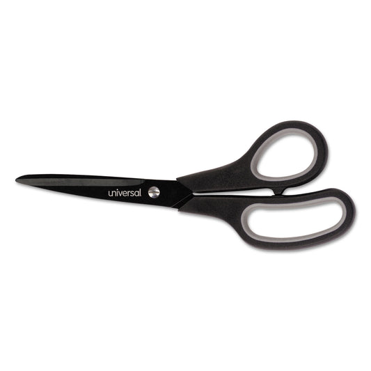 Universal Industrial Carbon Blade Scissors, 8" Long, 3.5" Cut Length, Offset Black/Gray Handle (92021)