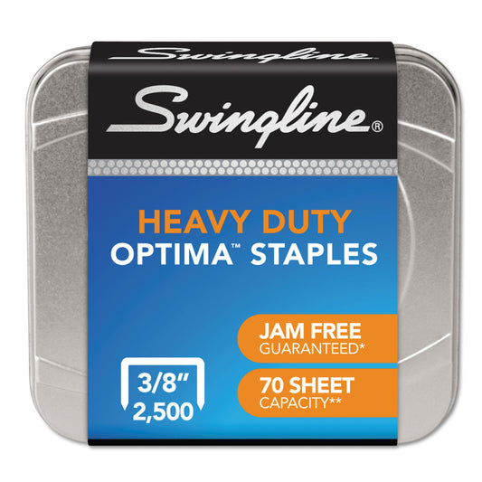 Swingline Optima High-Capacity Staples, 0.38" Leg, 0.5" Crown, Steel, 125/Strip, 20 Strips/Box (35550)