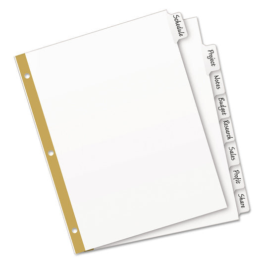 Avery Write and Erase Big Tab Paper Dividers, 8-Tab, 11 x 8.5, White, White Tabs, 1 Set (23078)