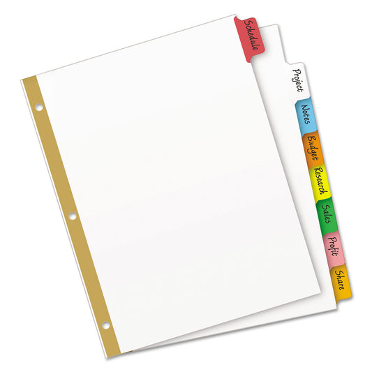 Avery Write and Erase Big Tab Paper Dividers, 8-Tab, 11 x 8.5, White, Assorted Tabs,1 Set (23079)