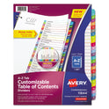 Avery Customizable TOC Ready Index Multicolor Tab Dividers, 26-Tab, A to Z, 11 x 8.5, White, Contemporary Color Tabs, 1 Set (11844)