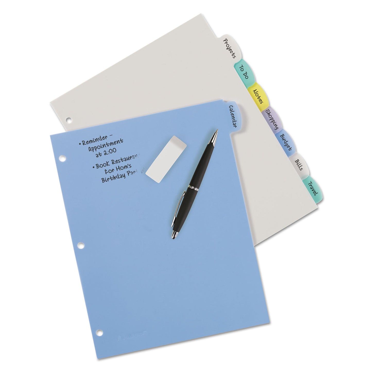 Avery Write and Erase Big Tab Durable Plastic Dividers, 3-Hole Punched, 8-Tab, 11 x 8.5, Assorted, 1 Set (16171)