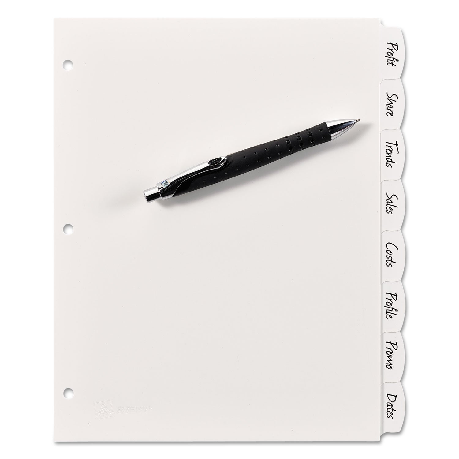 Avery Write and Erase Big Tab Durable Plastic Dividers, 3-Hole Punched, 8-Tab, 11 x 8.5, White, 1 Set (16371)