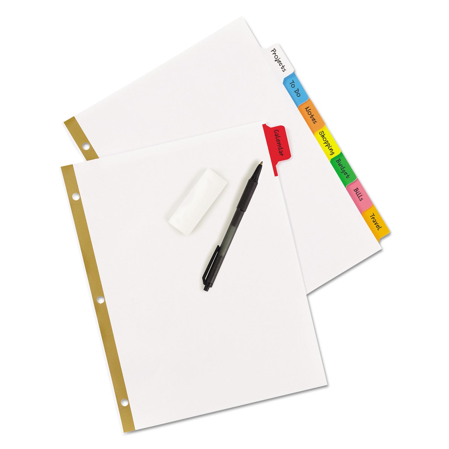 Avery Write and Erase Big Tab Paper Dividers, 8-Tab, 11 x 8.5, White, Assorted Tabs,1 Set (23079)