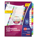 Avery Customizable TOC Ready Index Multicolor Tab Dividers, 15-Tab, 1 to 15, 11 x 8.5, White, Contemporary Color Tabs, 1 Set (11845)