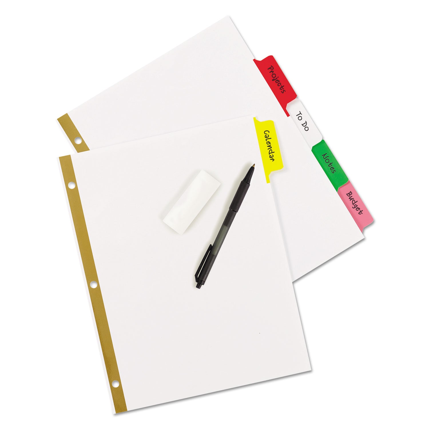 Avery Write and Erase Big Tab Paper Dividers, 5-Tab, 11 x 8.5, White, Assorted Tabs, 1 Set (23076)