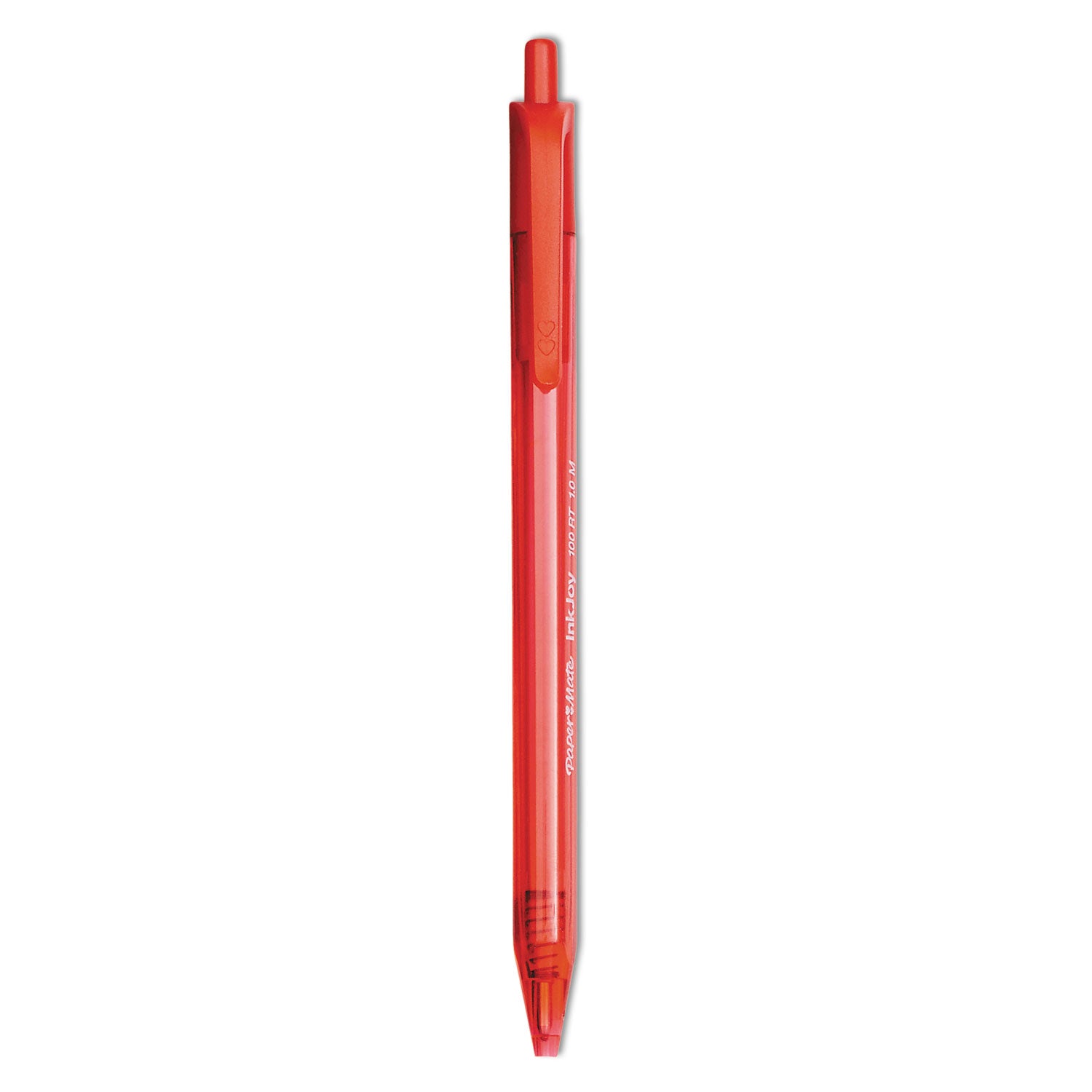 Paper Mate InkJoy 100 RT Ballpoint Pen, Retractable, Medium 1 mm, Red Ink, Translucent Red Barrel, Dozen (1951252)