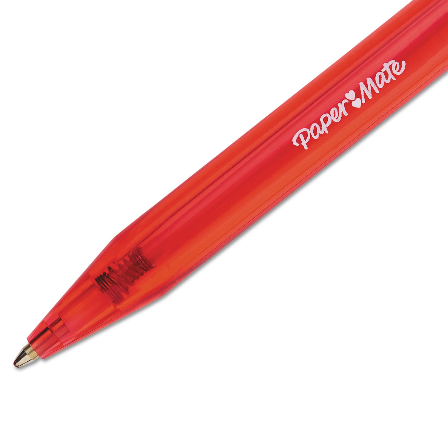 Paper Mate InkJoy 100 RT Ballpoint Pen, Retractable, Medium 1 mm, Red Ink, Translucent Red Barrel, Dozen (1951252)