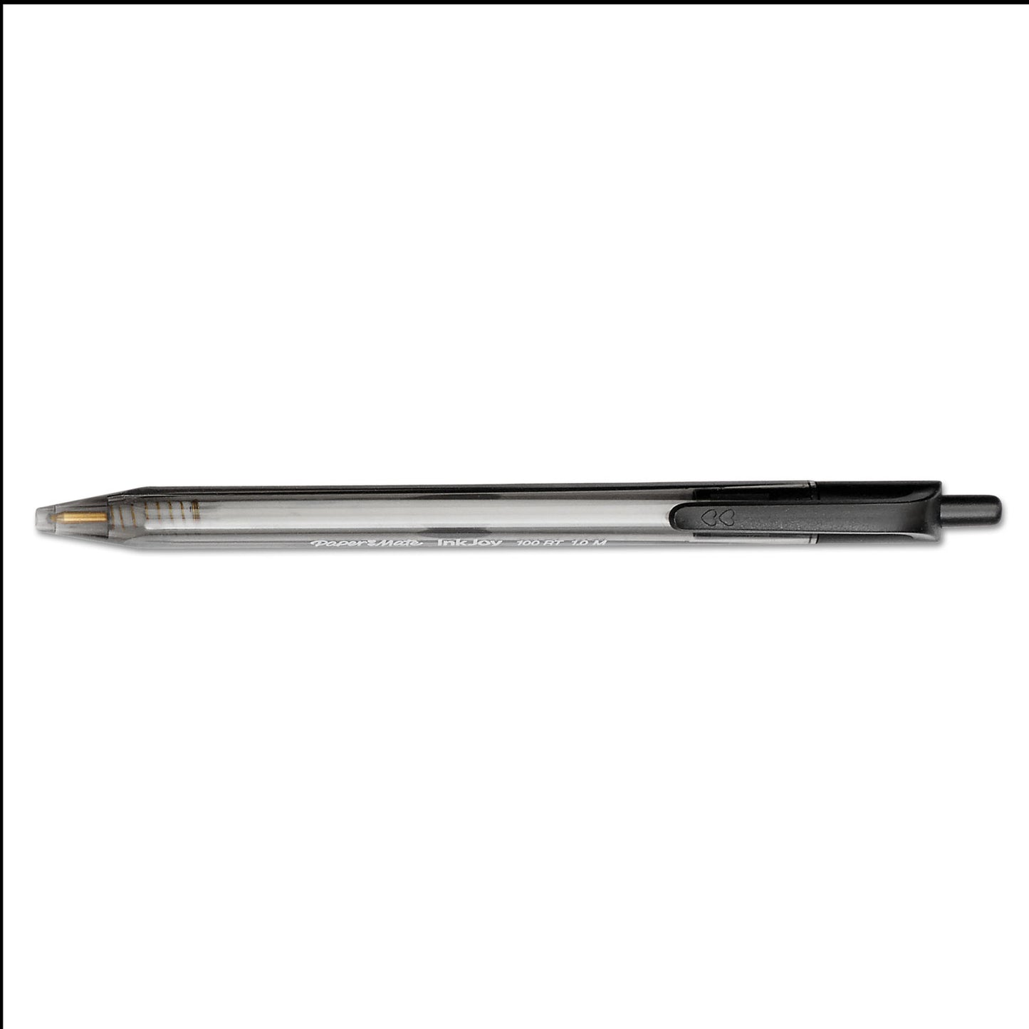 Paper Mate InkJoy 100 RT Ballpoint Pen, Retractable, Medium 1 mm, Black Ink, Smoke/Black Barrel, 20/Pack (1951395)