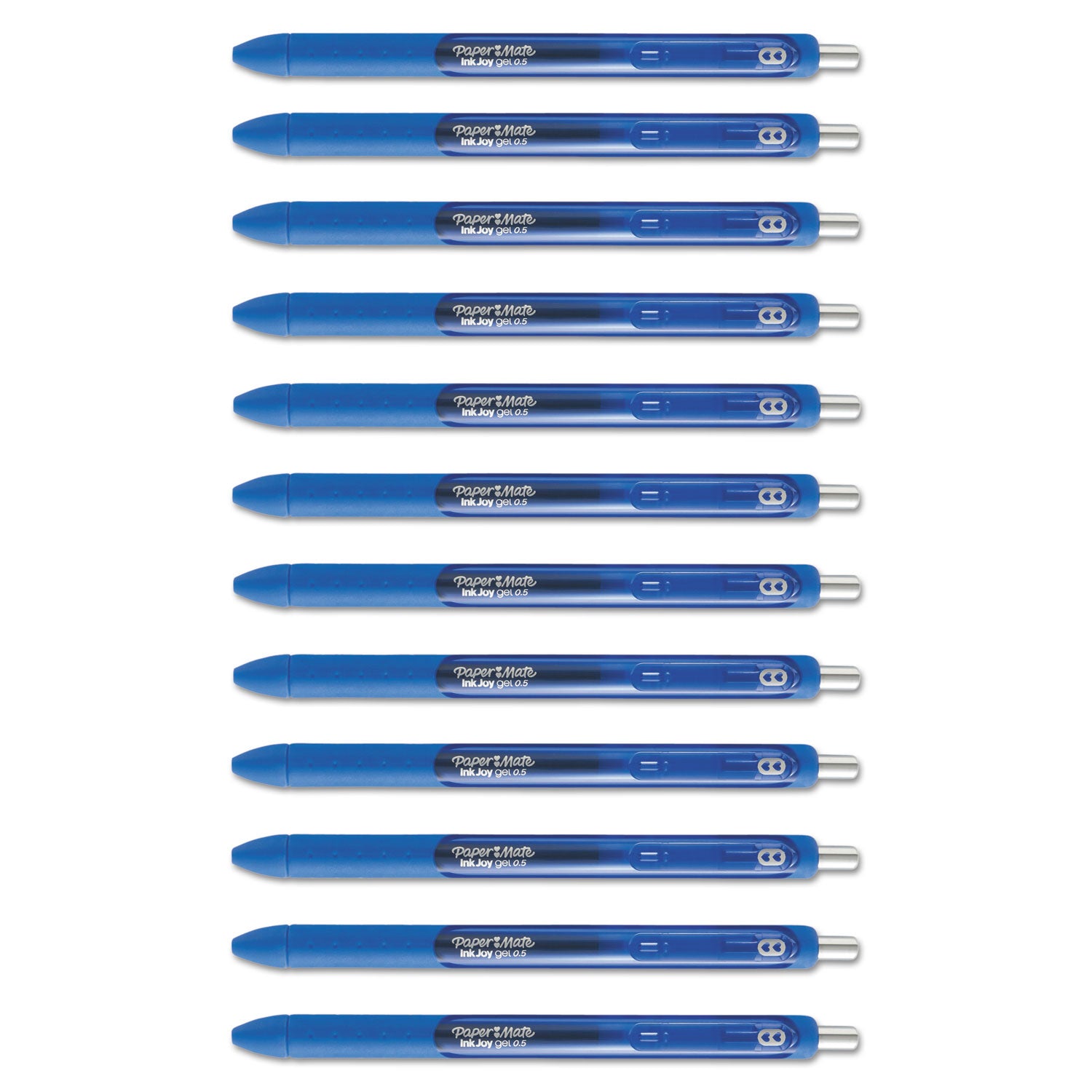 Paper Mate InkJoy Gel Pen, Retractable, Fine 0.5 mm, Blue Ink, Blue Barrel, Dozen (1951722)