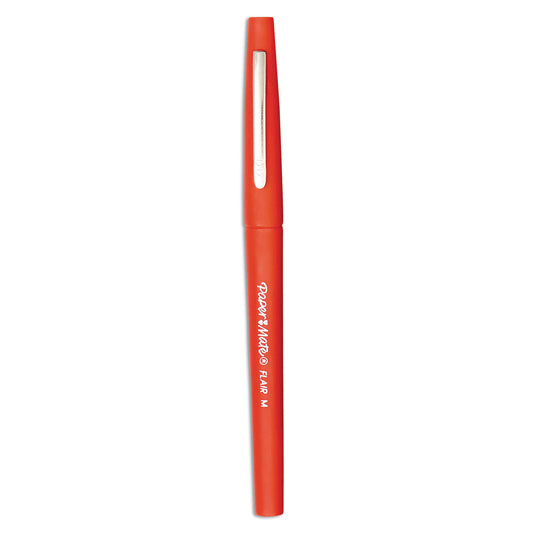 Paper Mate Point Guard Flair Felt Tip Porous Point Pen, Stick, Bold 1.4 mm, Red Ink, Red Barrel, 36/Box (1921091)