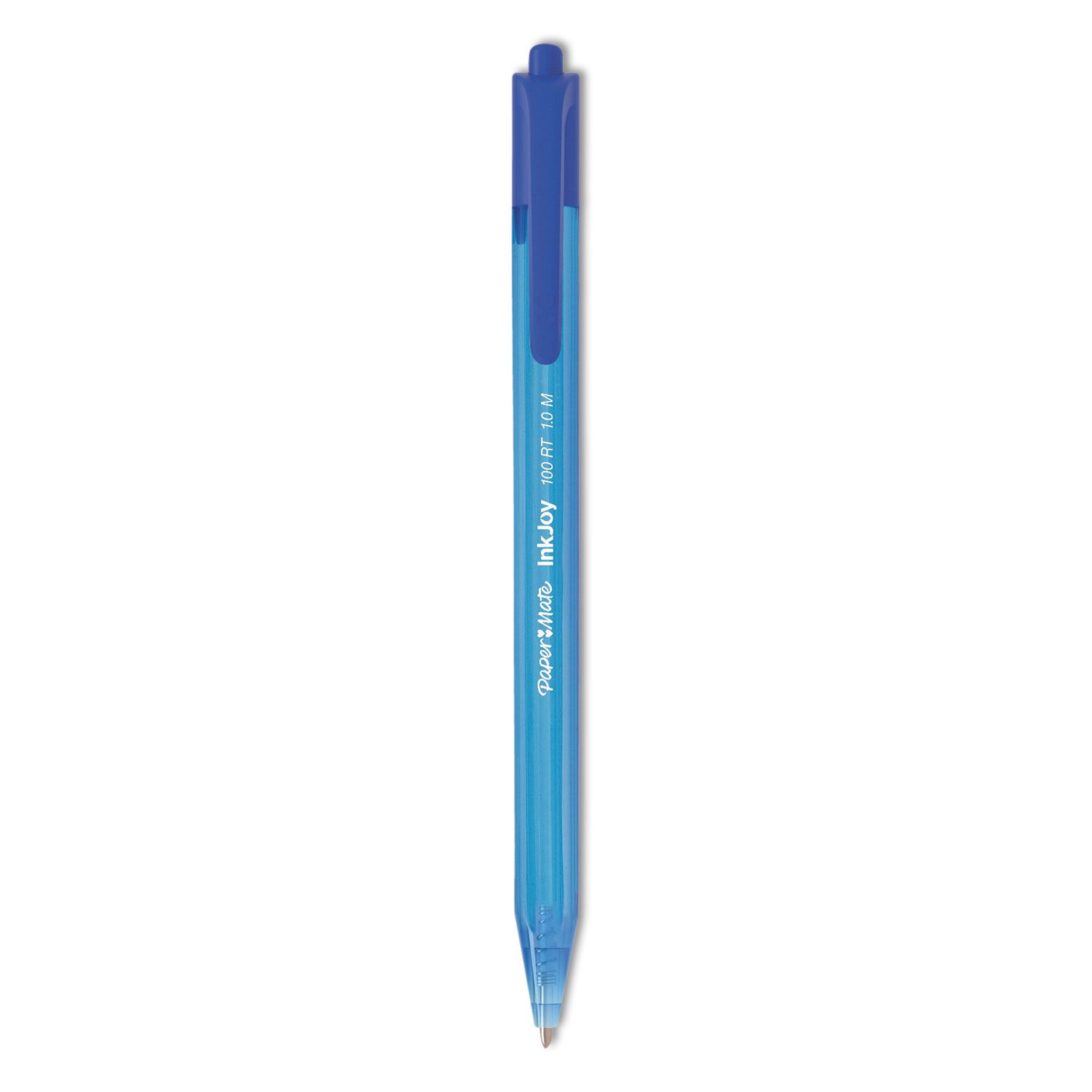 Paper Mate InkJoy 100 RT Ballpoint Pen, Retractable, Medium 1 mm, Blue Ink, Translucent Blue Barrel, Dozen (1951253)