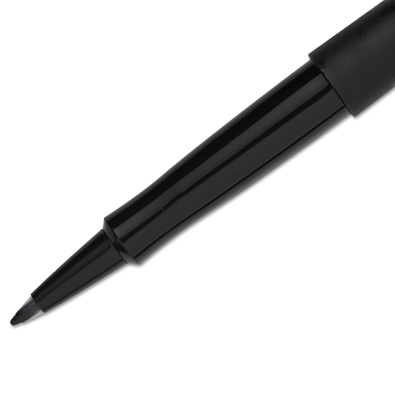 Paper Mate Point Guard Flair Felt Tip Porous Point Pen, Stick, Medium 0.7 mm, Black Ink, Black Barrel, 36/Box (1921070)