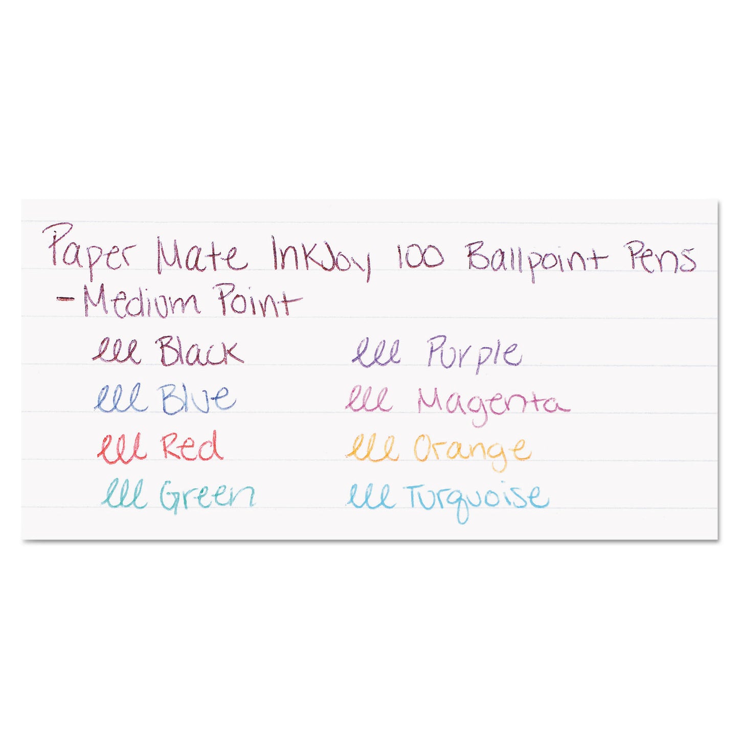 Paper Mate InkJoy 100 Ballpoint Pen, Stick, Medium 1 mm, Eight Assorted Ink and Barrel Colors, 8/Pack (1945932)