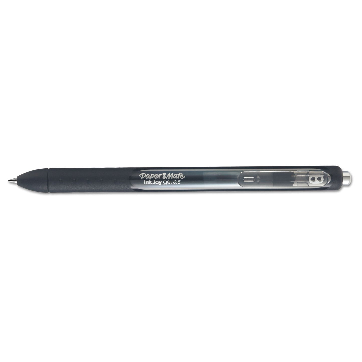 Paper Mate InkJoy Gel Pen, Retractable, Fine 0.5 mm, Black Ink, Black Barrel, Dozen (1951720)