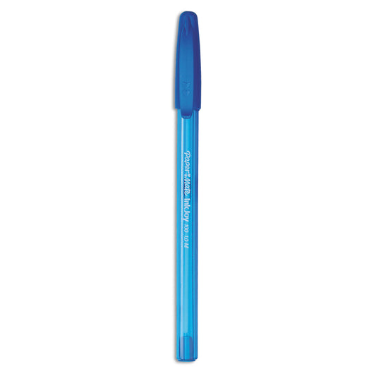 Paper Mate InkJoy 100 Ballpoint Pen, Stick, Medium 1 mm, Blue Ink, Translucent Blue Barrel, Dozen (1951256)