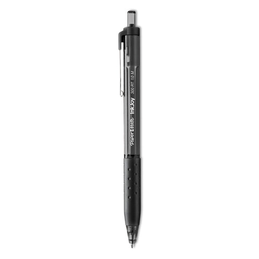 Paper Mate InkJoy 300 RT Ballpoint Pen, Retractable, Medium 1 mm, Black Ink, Black Barrel, Dozen (1951260)