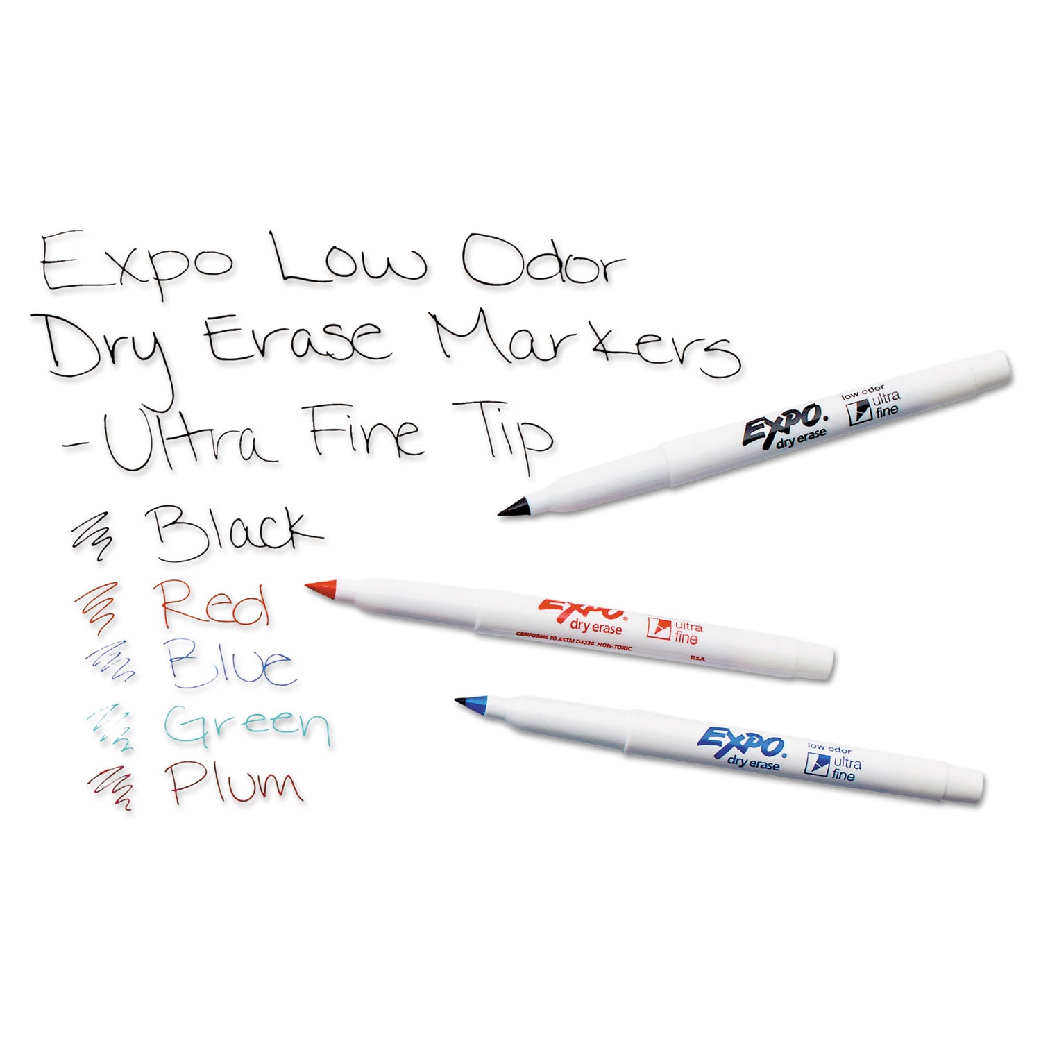 EXPO Low-Odor Dry Erase Marker Starter Set, Extra-Fine Bullet Tip, Assorted Colors, 5/Set (1884310)