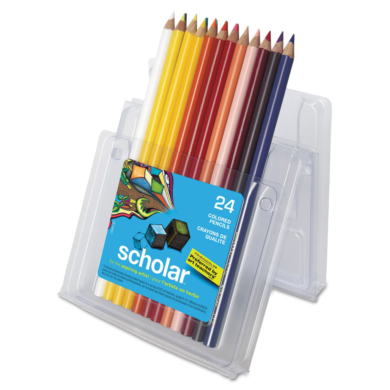 Prismacolor Scholar Colored Pencil Set, 3 mm, 2B, Assorted Lead and Barrel Colors, 24/Pack (92805)