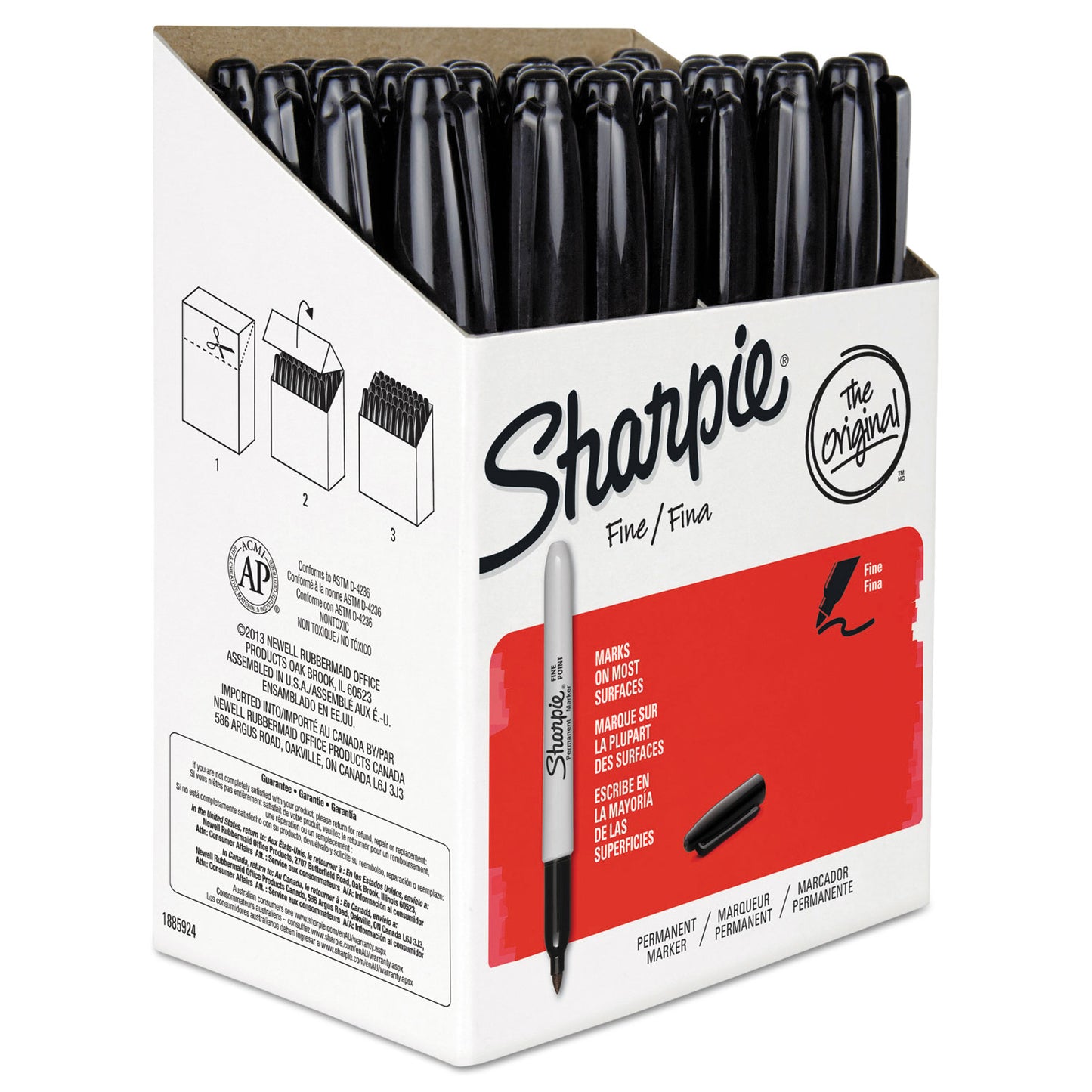 Sharpie Fine Tip Permanent Marker Value Pack, Fine Bullet Tip, Black, 36/Pack (1884739)