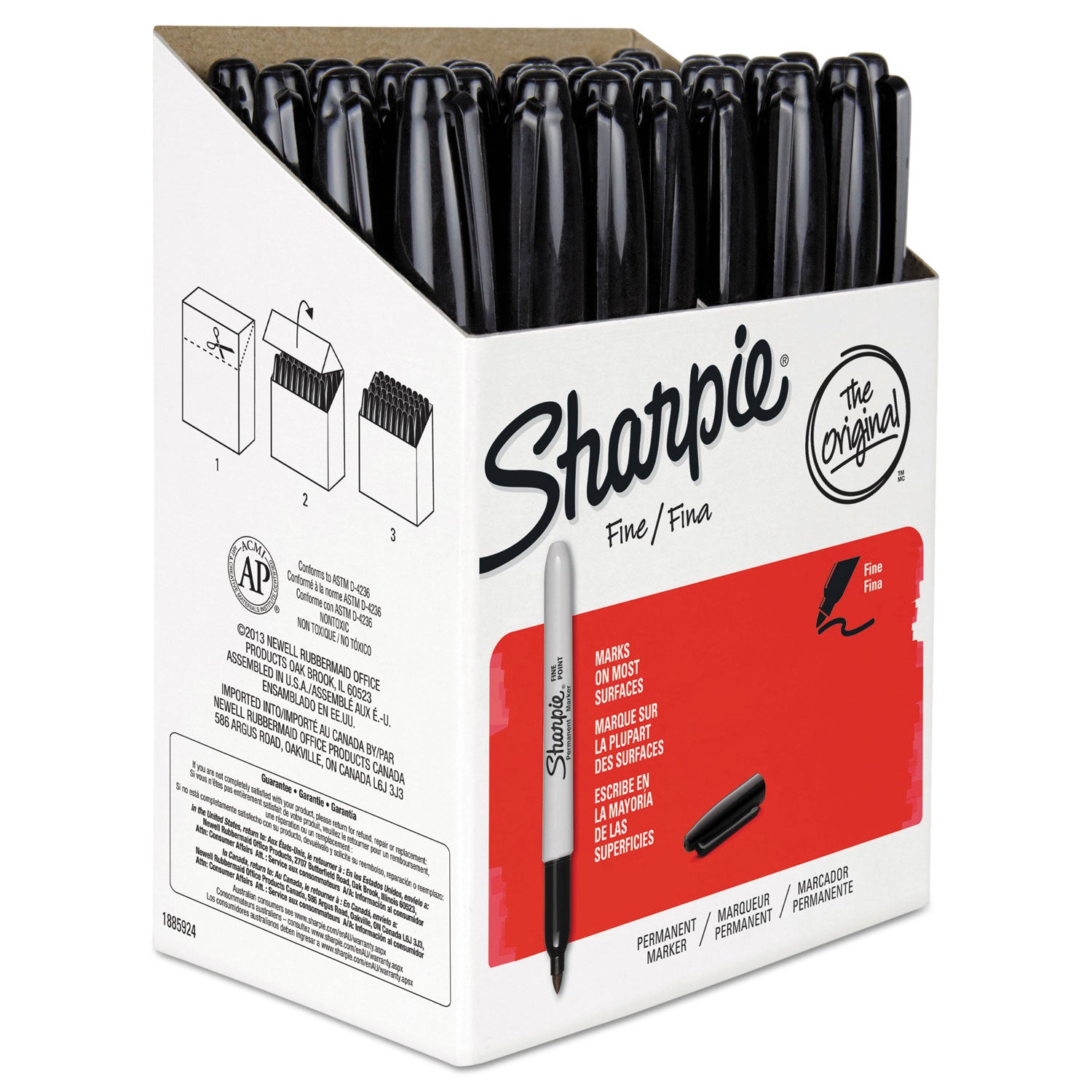 Sharpie Fine Tip Permanent Marker Value Pack, Fine Bullet Tip, Black, 36/Pack (1884739)