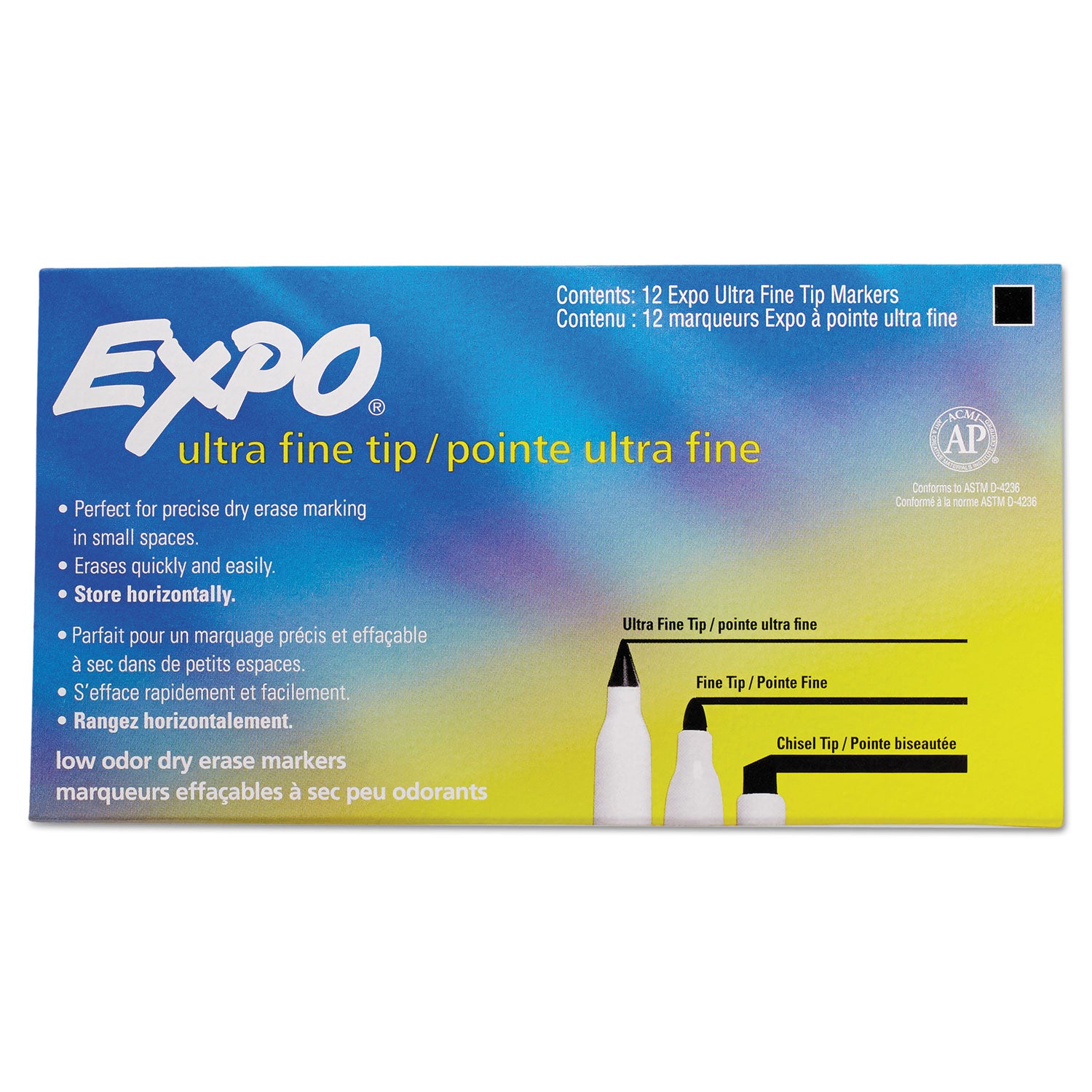 EXPO Low-Odor Dry-Erase Marker, Extra-Fine Bullet Tip, Black (1871131)