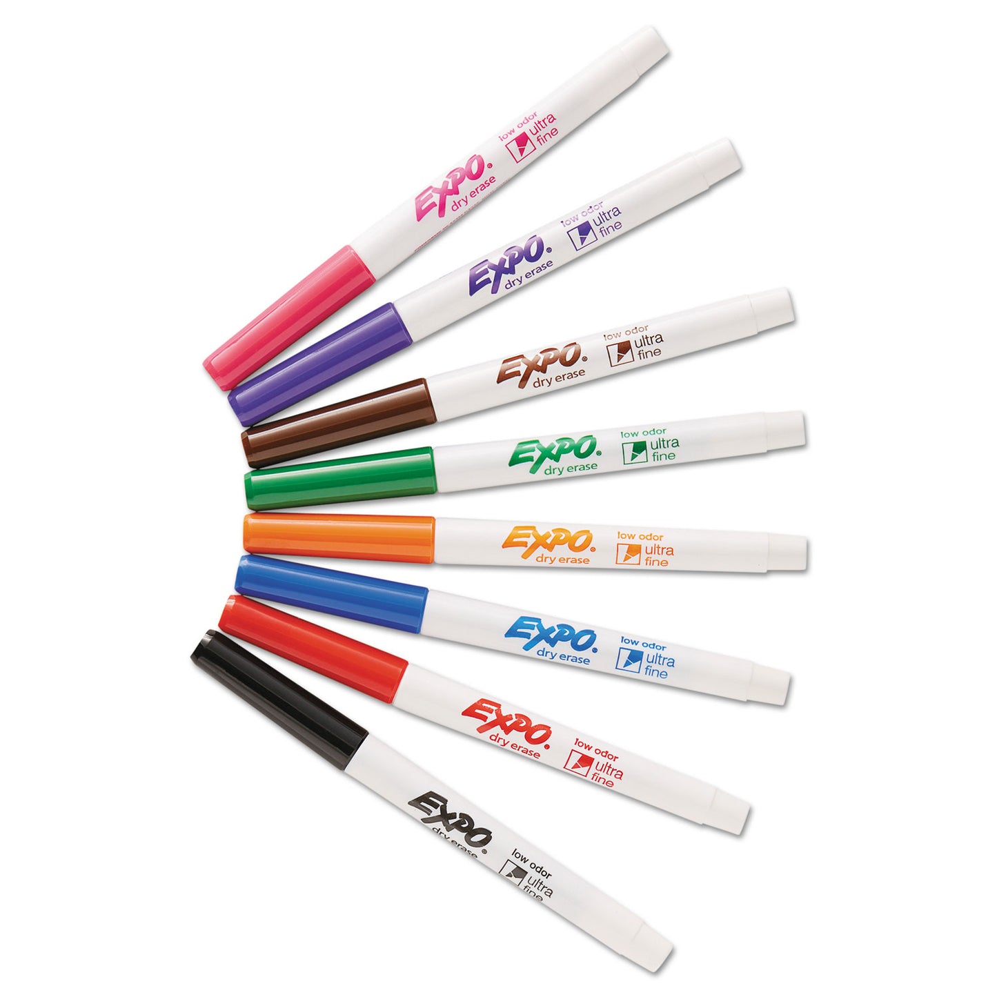 EXPO Low-Odor Dry-Erase Marker, Extra-Fine Bullet Tip, Assorted Colors, 8/Set (1884309)