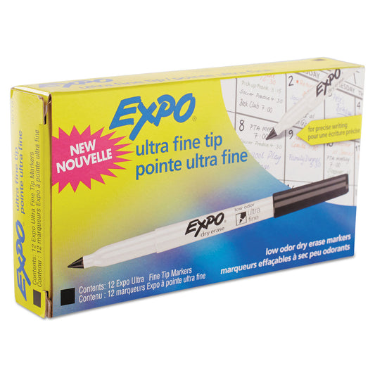 EXPO Low-Odor Dry-Erase Marker, Extra-Fine Bullet Tip, Black (1871131)