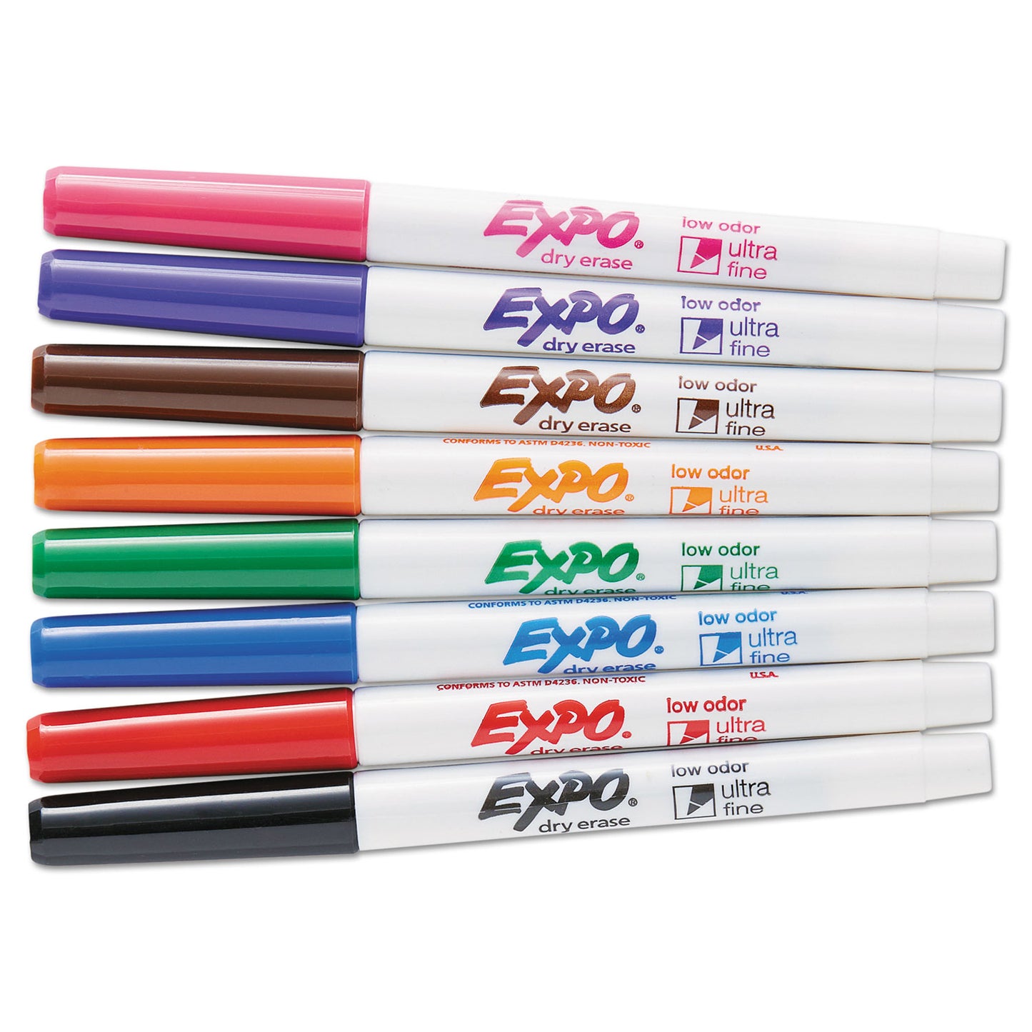 EXPO Low-Odor Dry-Erase Marker, Extra-Fine Bullet Tip, Assorted Colors, 8/Set (1884309)