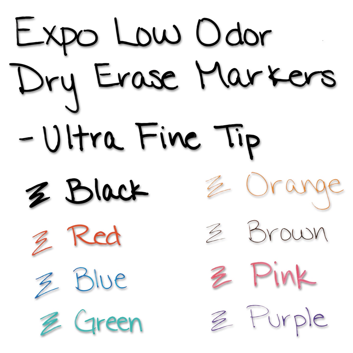 EXPO Low-Odor Dry-Erase Marker, Extra-Fine Bullet Tip, Assorted Colors, 8/Set (1884309)