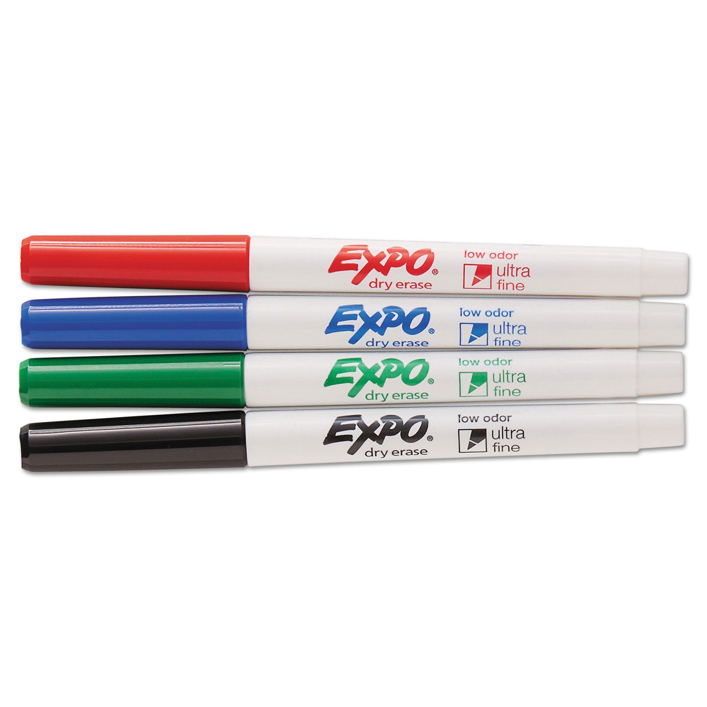 EXPO Low-Odor Dry-Erase Marker, Extra-Fine Bullet Tip, Assorted Colors, 4/Pack (1871133)