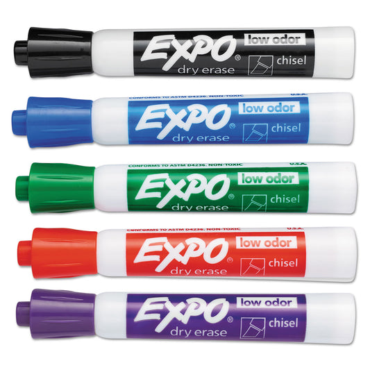 EXPO Low-Odor Dry-Erase Marker Value Pack, Broad Chisel Tip, Assorted Colors, 36/Box (1921061)