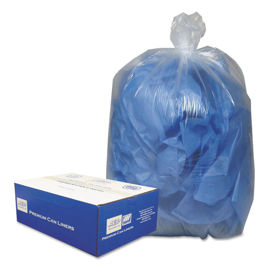 Classic Clear Linear Low-Density Can Liners, 60 gal, 0.9 mil, 38" x 58", Clear, 10 Bags/Roll, 10 Rolls/Carton (385822C)