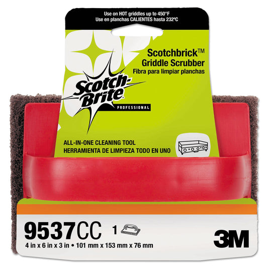 Scotch-Brite Scotchbrick Griddle Scrubber 9537, 4 x 6 x 3, Red/Black, 12/Carton (59203)