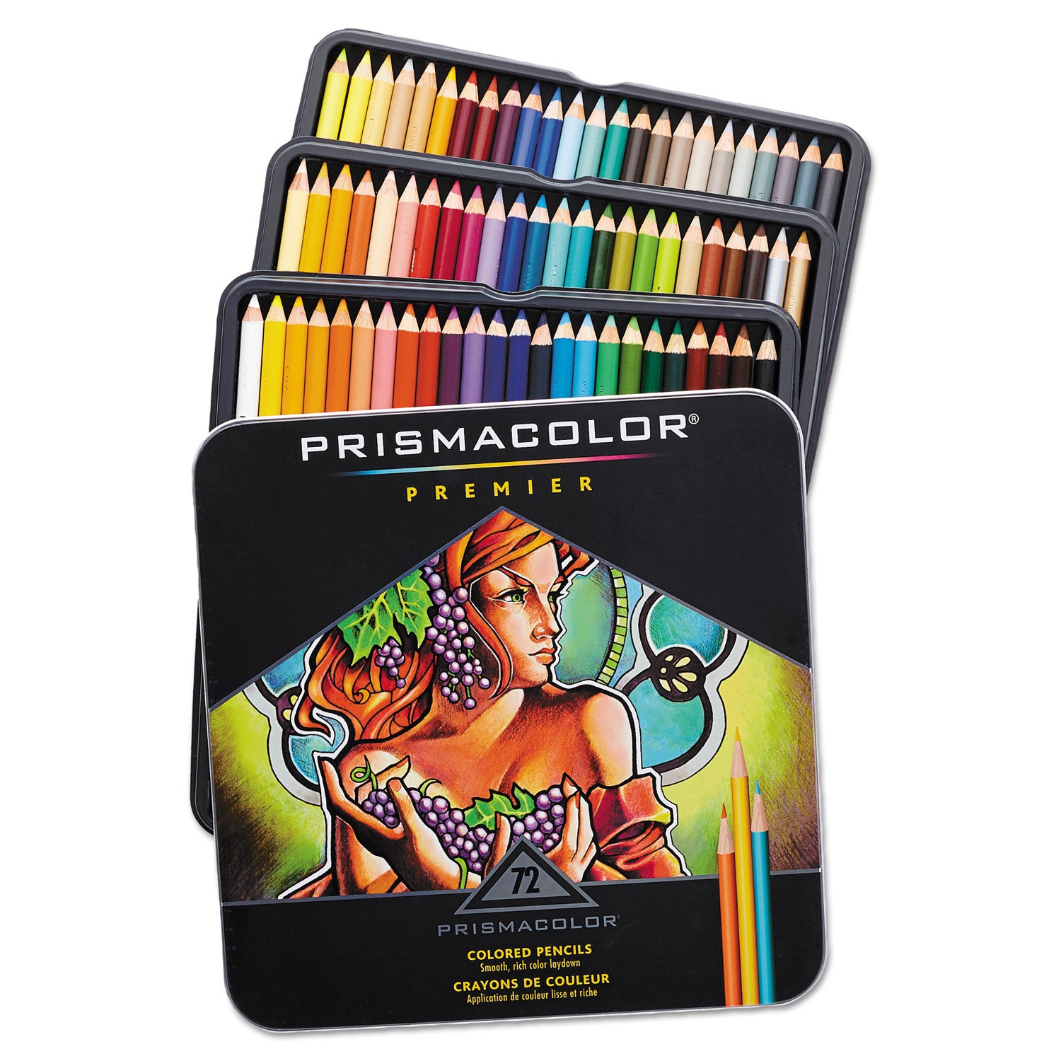 Prismacolor Premier Colored Pencil, 0.7 mm, 2H (#4), Assorted Lead and Barrel Colors, 72/Pack (3599TN)