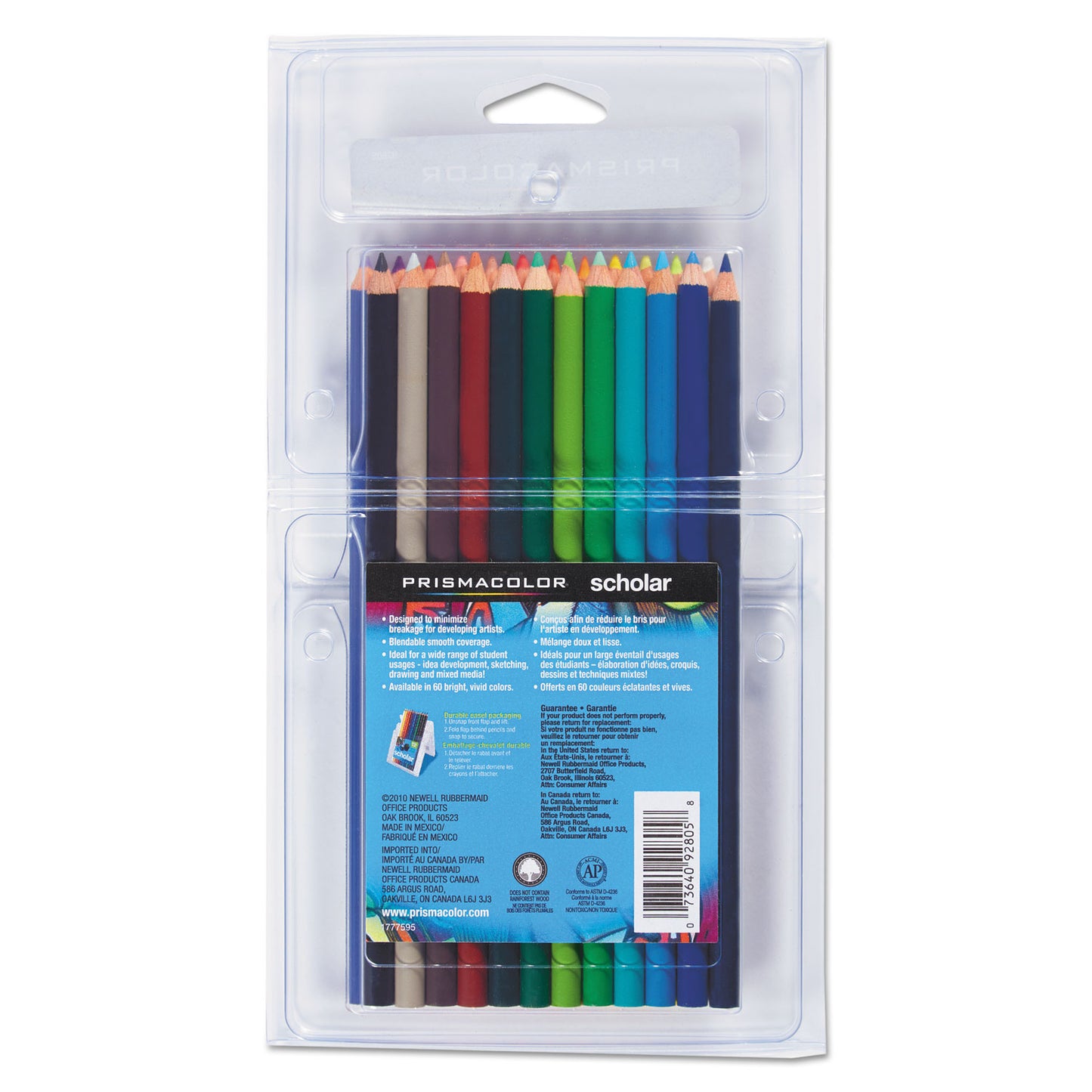 Prismacolor Scholar Colored Pencil Set, 3 mm, 2B, Assorted Lead and Barrel Colors, Dozen (92804)