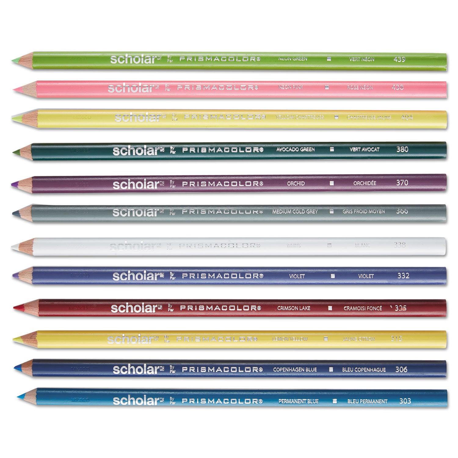 Prismacolor Scholar Colored Pencil Set, 3 mm, 2B, Assorted Lead and Barrel Colors, Dozen (92804)