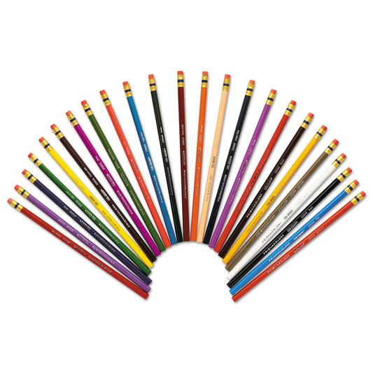 Prismacolor Col-Erase Pencil with Eraser, 0.7 mm, 2B, Assorted Lead and Barrel Colors, 24/Pack (20517)