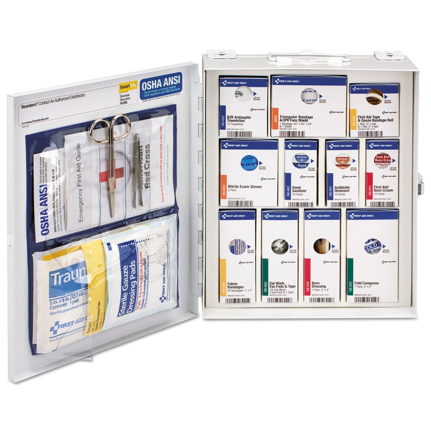 First Aid Only ANSI 2021 SmartCompliance General Business First Aid Station Class A, No Meds, 25 People, 94 Pieces, Metal Case (90578021)