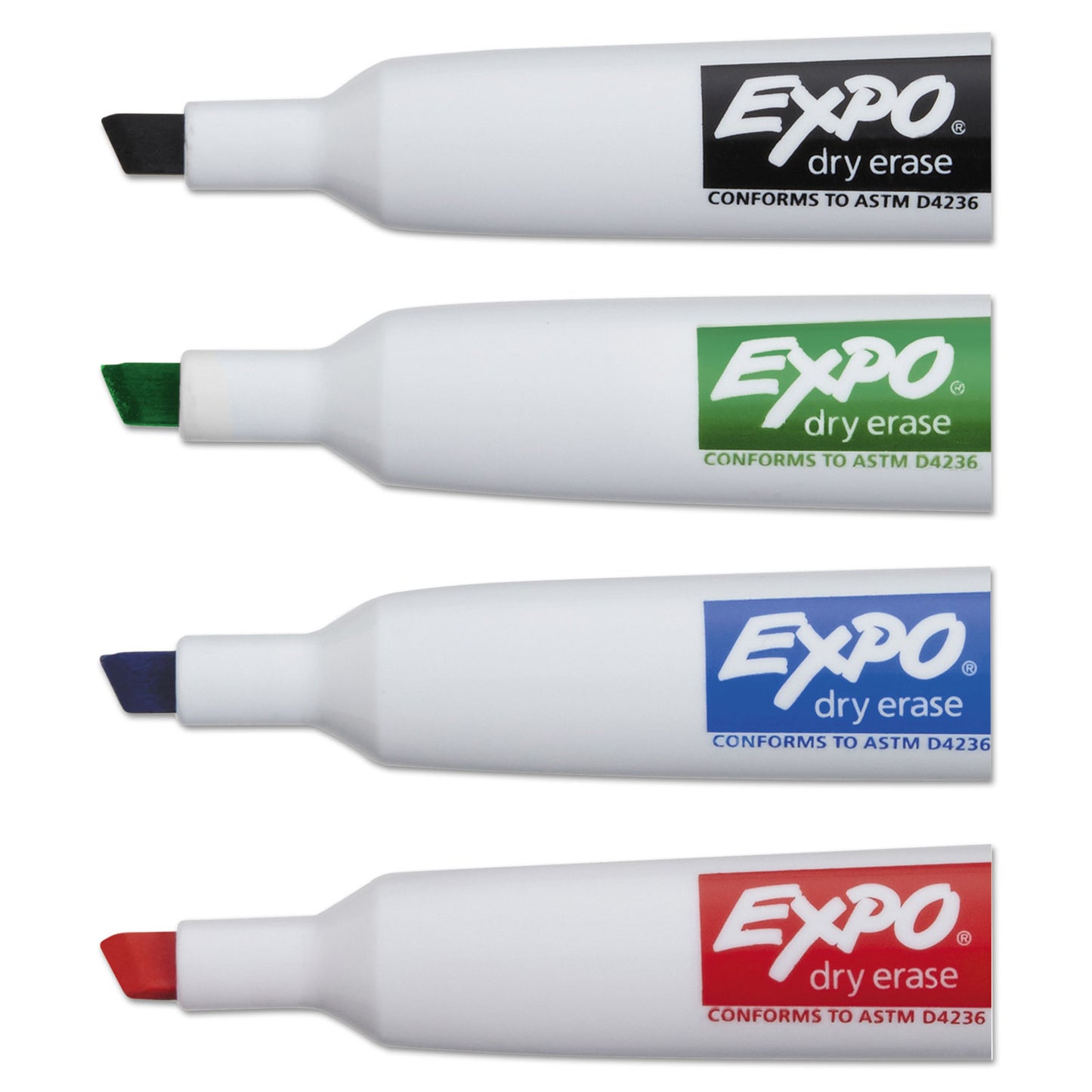 EXPO Magnetic Dry Erase Marker, Broad Chisel Tip, Assorted Colors, 4/Pack (1944728)