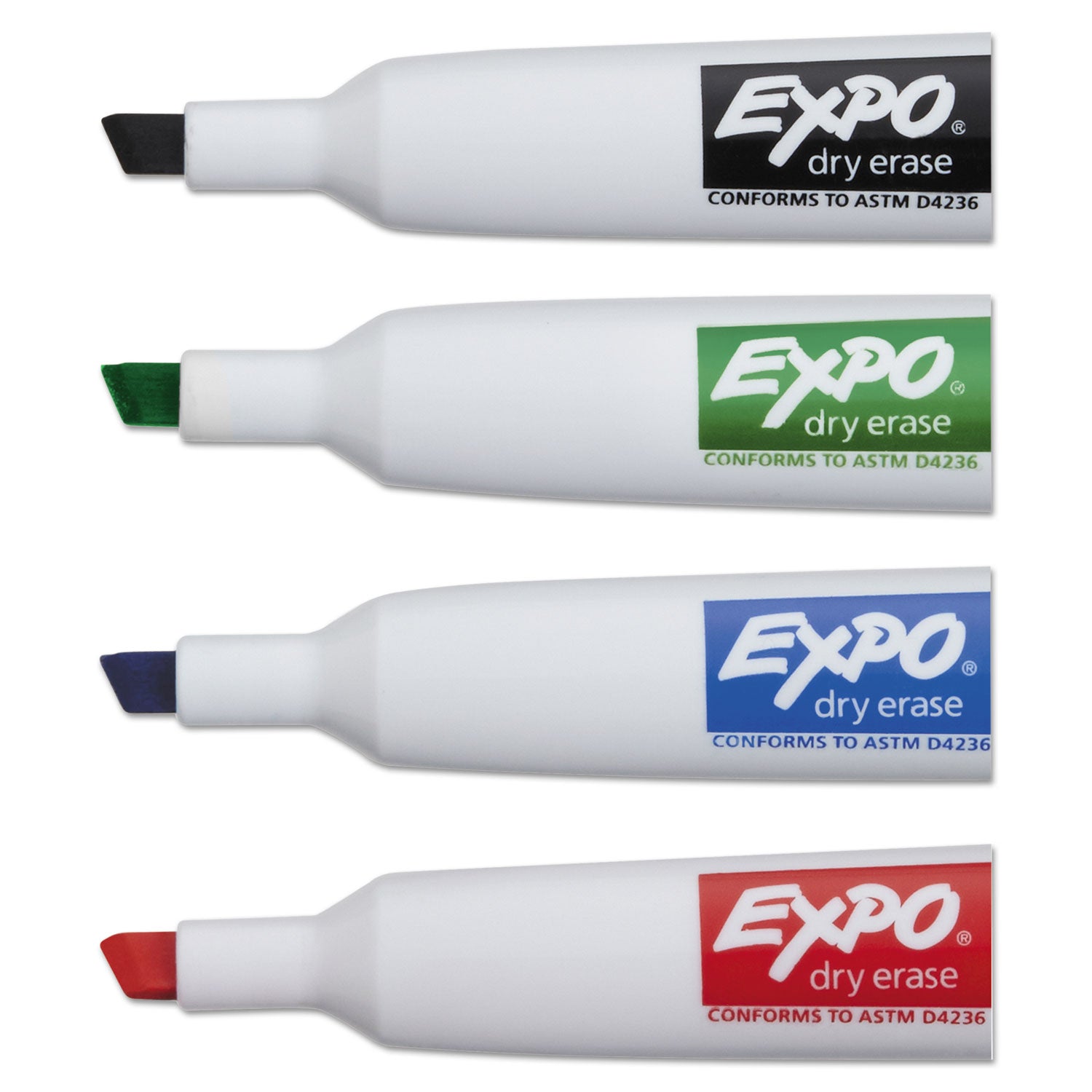 EXPO Magnetic Dry Erase Marker, Broad Chisel Tip, Assorted Colors, 4/Pack (1944728)