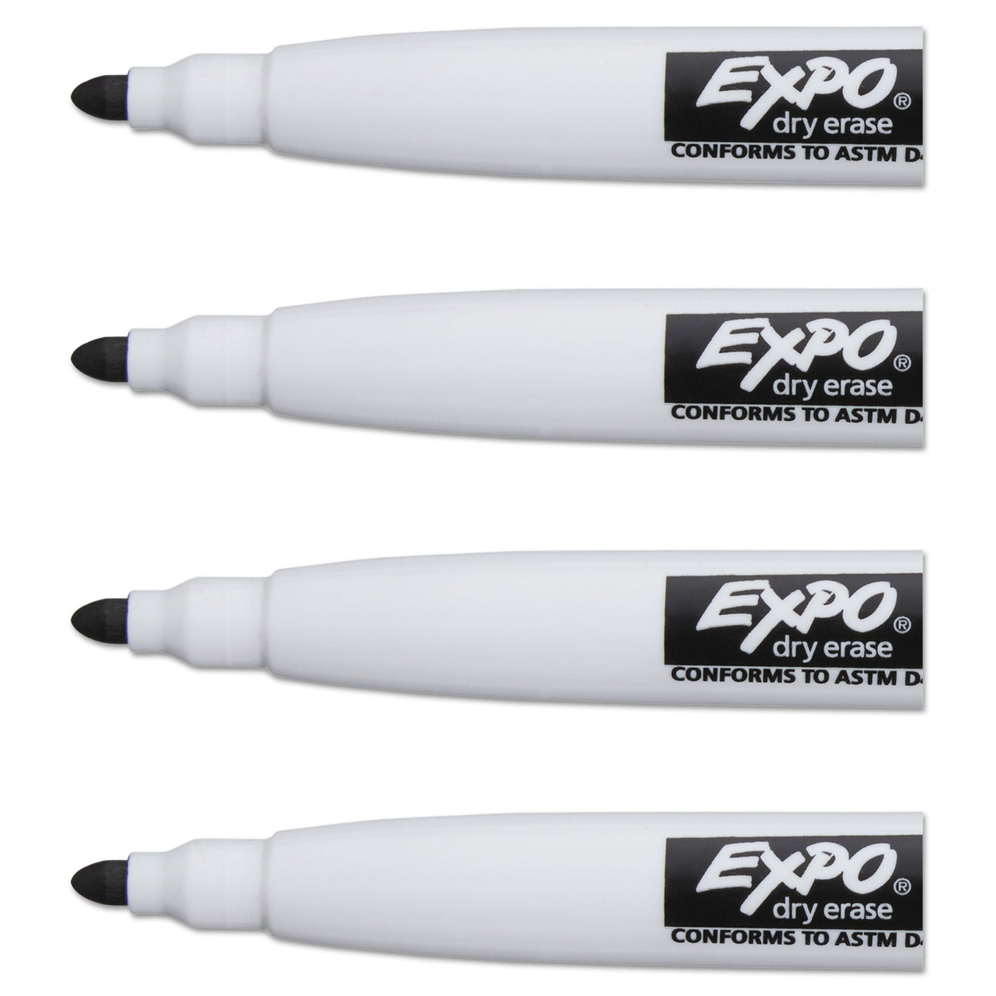 EXPO Magnetic Dry Erase Marker, Fine Bullet Tip, Black, 4/Pack (1944745)